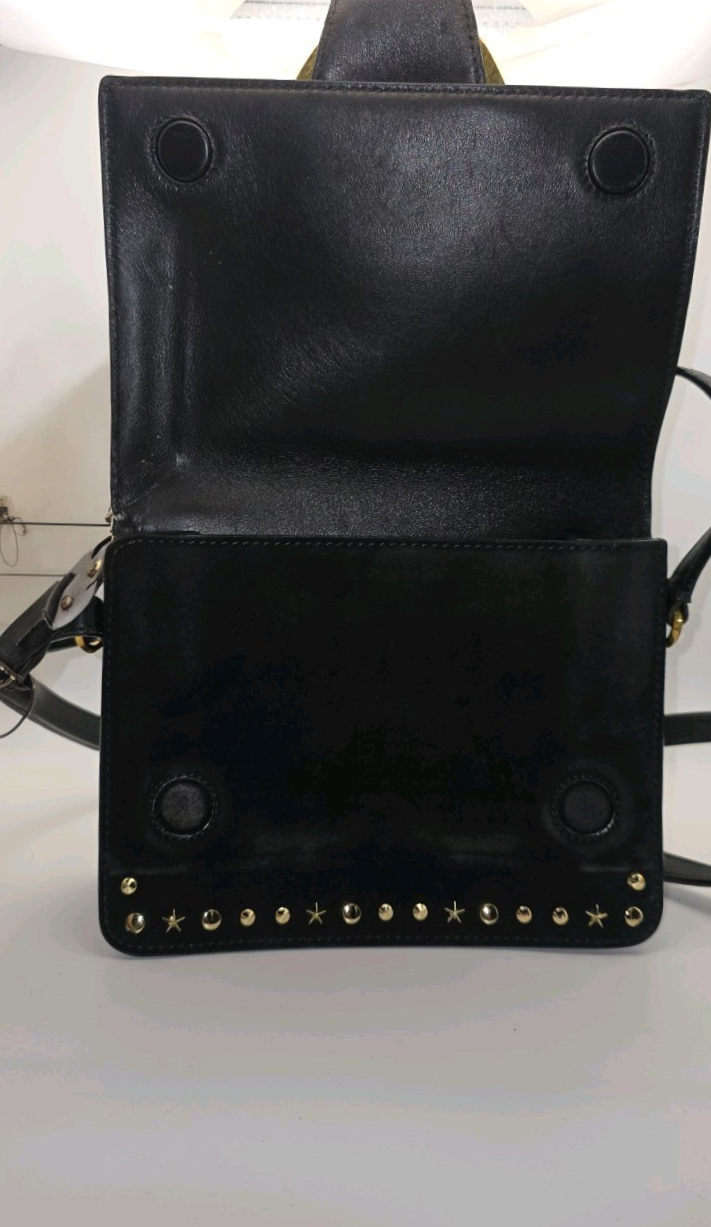 Jimmy Choo Madeline Shoulder Bag Black Suede Star Studded Gold Trim image 2