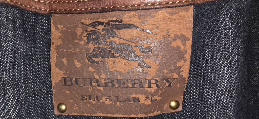 BURBERRY Blue Label Tote Bag Denim Blue Gold Auth bs27143 Golden image 7