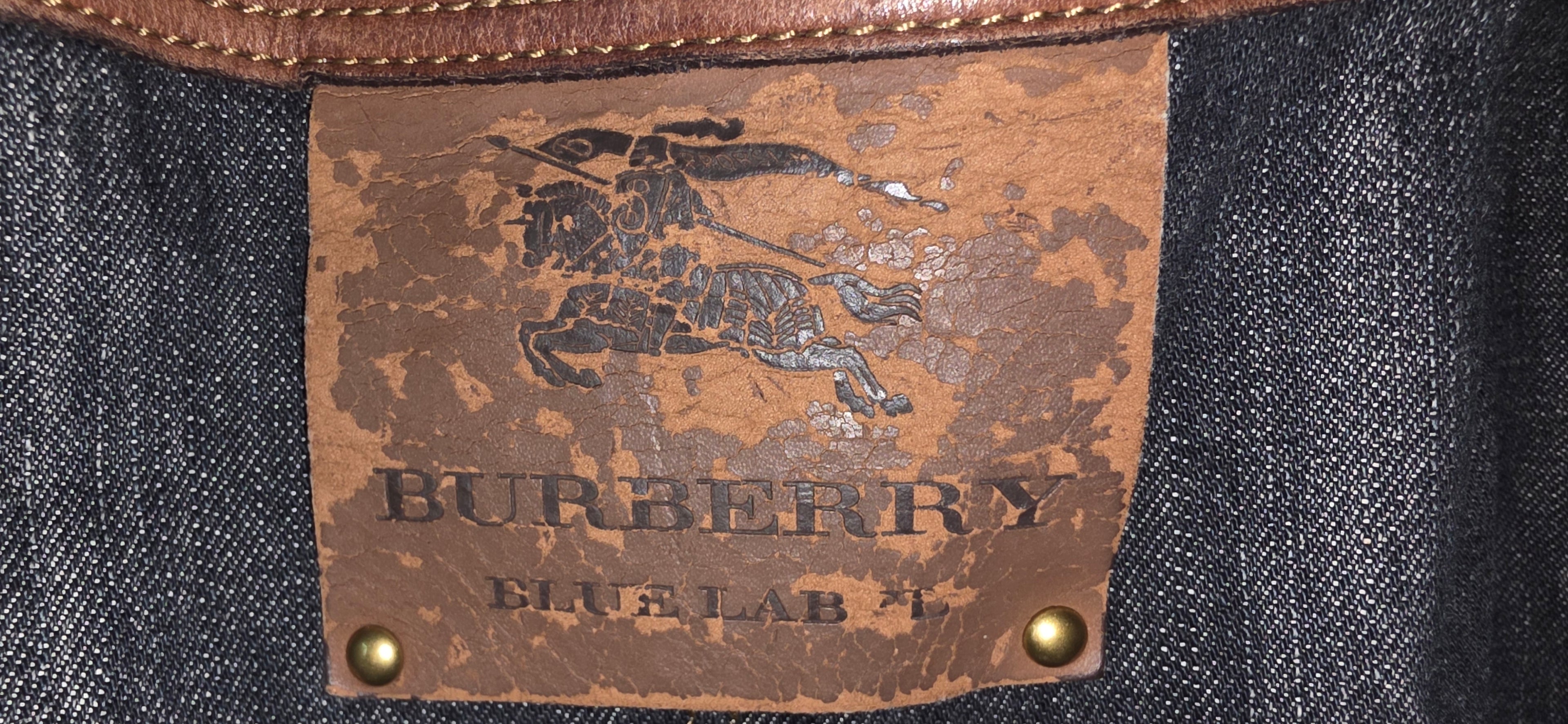 BURBERRY Blue Label Tote Bag Denim Blue Gold Auth bs27143 Golden image 7