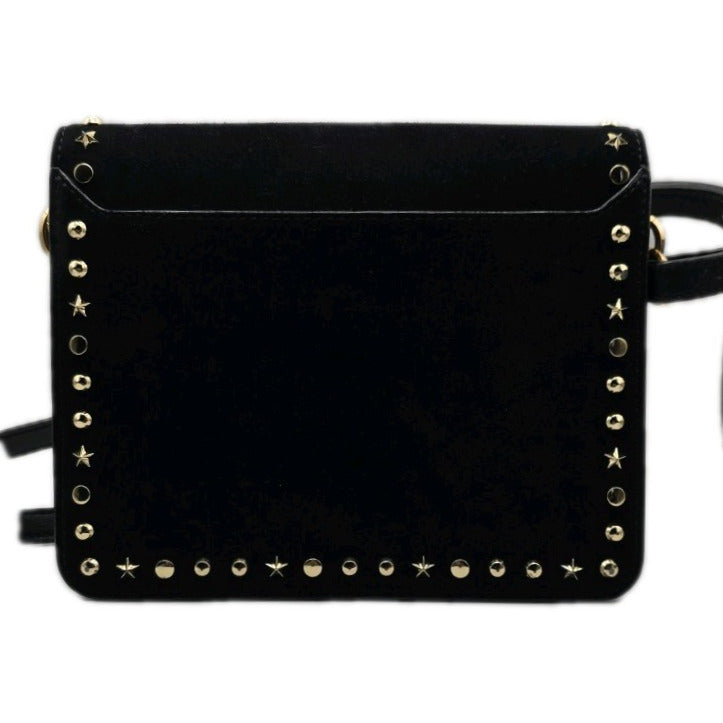 Jimmy Choo Madeline Shoulder Bag Black Suede Star Studded Gold Trim image 1