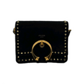 Jimmy Choo Madeline Shoulder Bag Black Suede Star Studded Gold Trim image 0